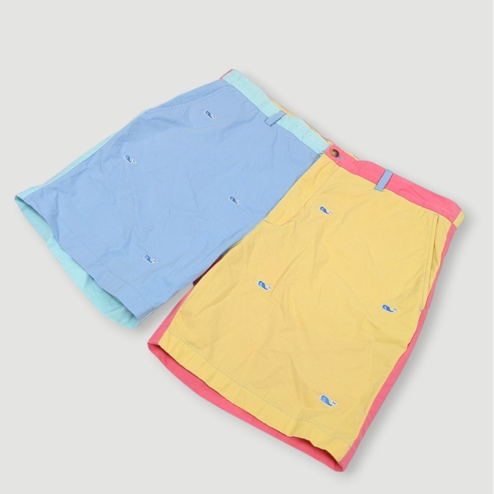 Vineyard Vines Breaker Shorts Mens Size 40 Color Block Embroidered Whales Casual